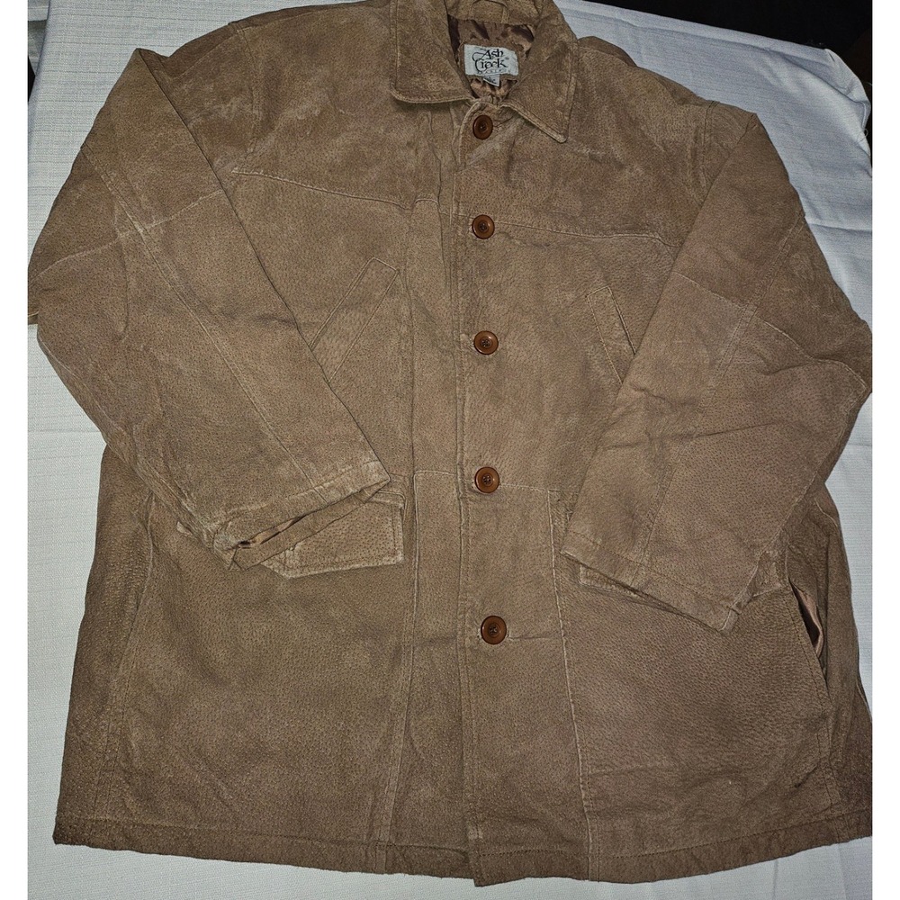 Ash Creek Trading Mens Brown‎ Leather Button Up Coat Jacket Size L